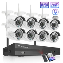 Techage 8CH аудио звук беспроводная CCTV система безопасности 1080P 2MP Wifi NVR Водонепроницаемая камера P2P комплект видеонаблюдения 3 ТБ HDD
