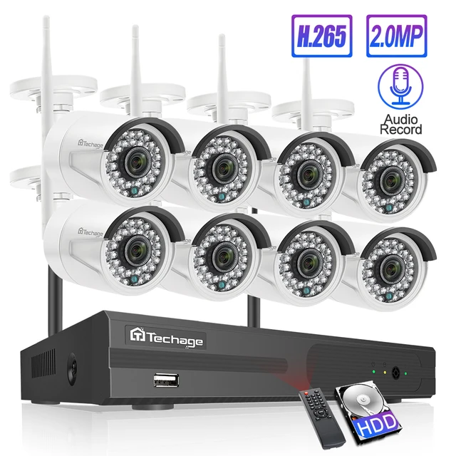 $US $139.95  Techage 8CH Audio Sound Wireless CCTV Security System 1080P 2MP Wifi NVR Waterproof Camera P2P Vide