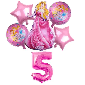 

6pcs Aurora Cinderella Belle Snow White Elsa Princess Foil Balloons Set Baby Birthday Party Decorations kids Helium Balls toys