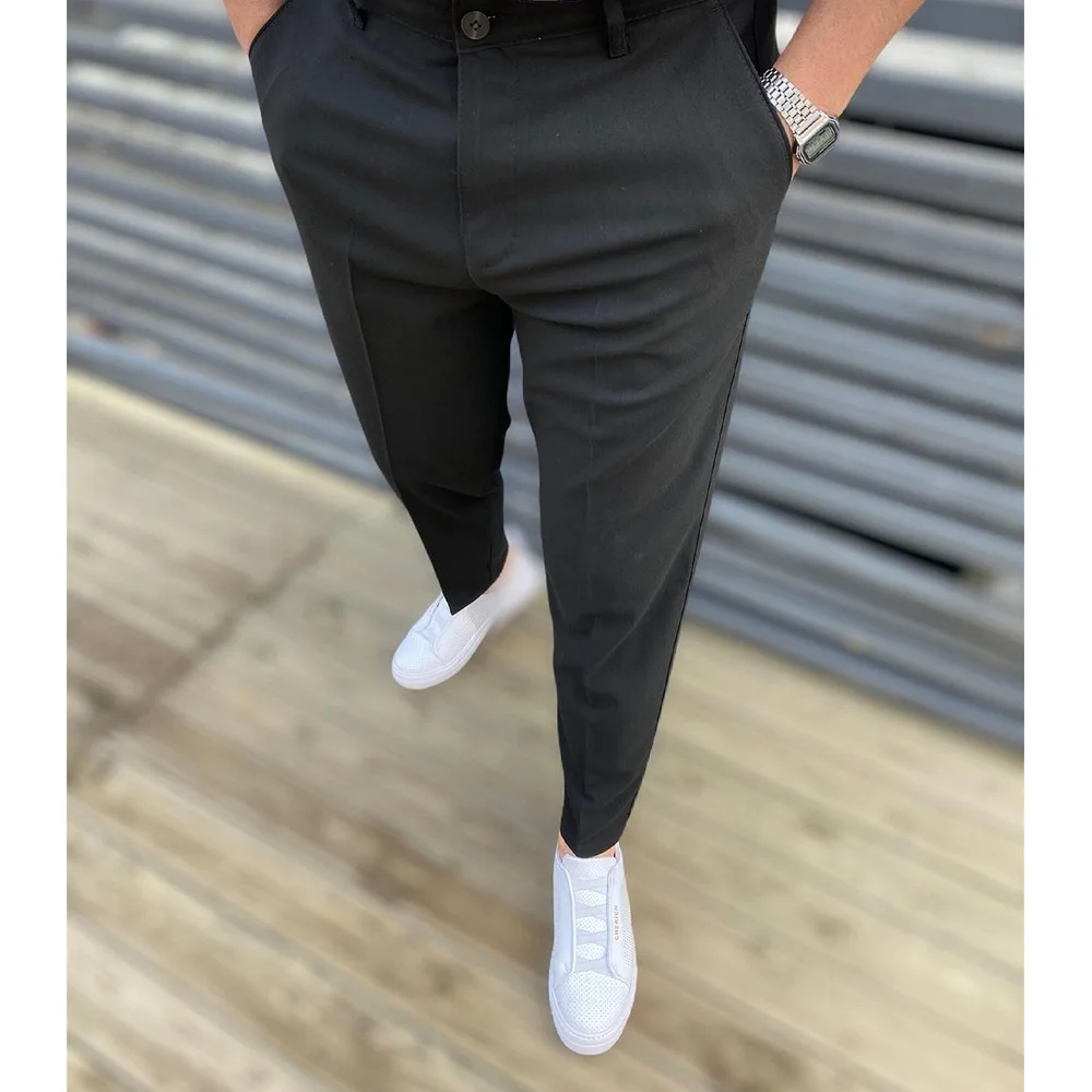 casual cargo pants 2021 New Casual Business Solid Trousers Men Autumn Men's Daily Long Pant Fashion Formal Slim Fit Straight Suit Pants Streetwear best casual pants for men
