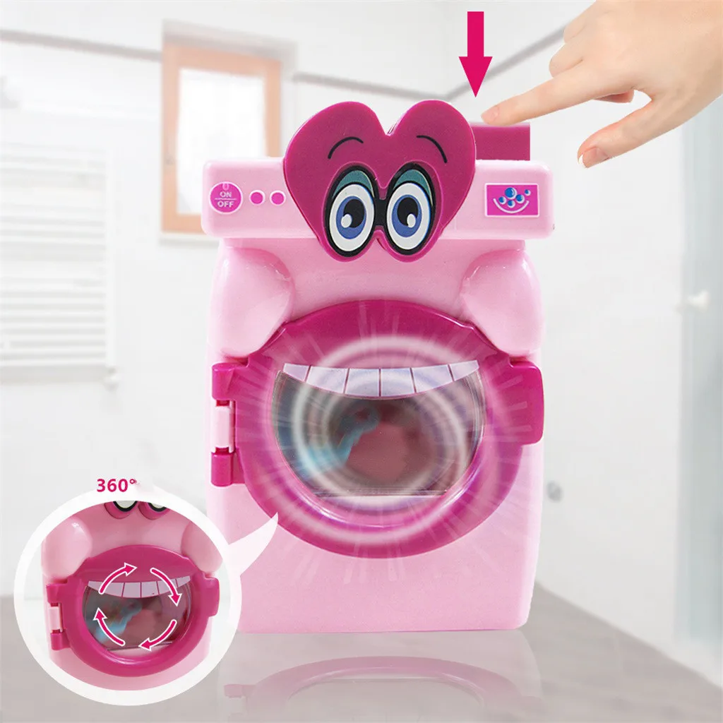 Мини стиральная машина кукольный домик ручной переключатель 360 ° вращающаяся игрушка набор