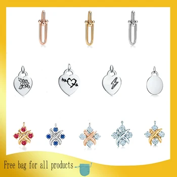 

Sterling Silver 925 Jewelry Heart-shaped card and X4 zircon Pendant popular accessories Women 1:1 original Luxury brands gift