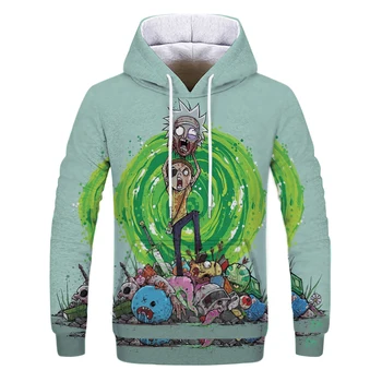 

2019New Harajuku Custom 3D Sweatshirt Hip Hop Men and Women Hats Fun Print Morty Mad Scientist Winter Loose Thin Hoodie Top