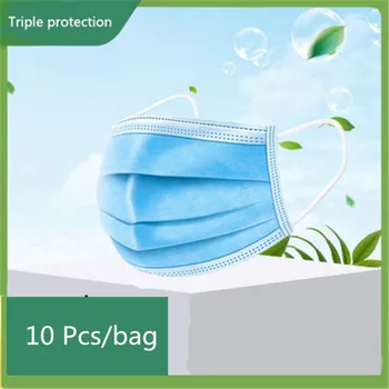 

10 Pcs/bag Dust Respirator Protection Unisex Mouth Mask Disposable Non-Woven Masks Three-layer Filter Anti-dust Face Mask