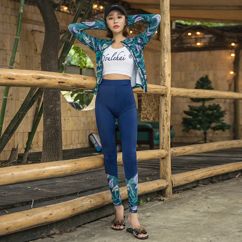 

2019 New Style WOMEN'S Swimsuit Split Type Four-piece Set Sports Version of the Diving Suit Long-sleeve Zipper Trousers Slimming