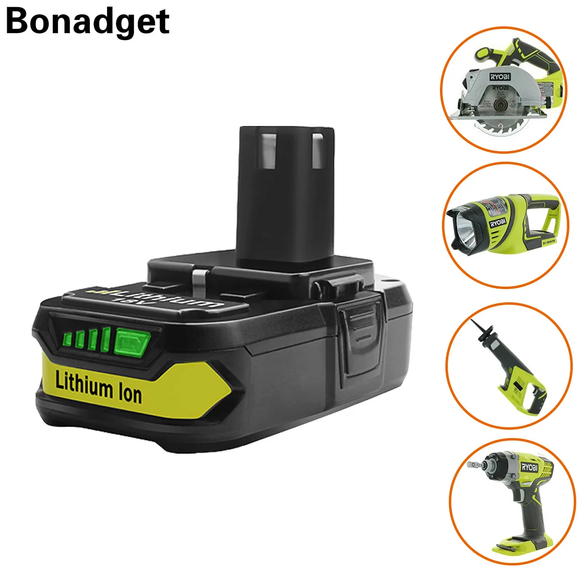 Bonadget 18V 3000 мА/ч P107 Батарея Замена для Ryobi P104 P105 P102 P103 аккумуляторная литий ионный