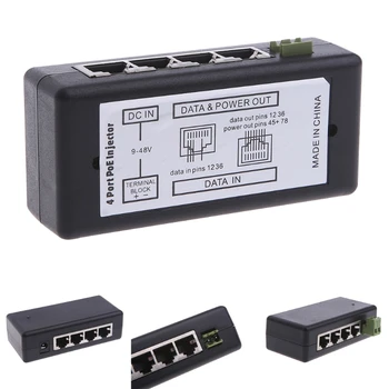 

4 Port POE Injector For CCTV Surveillance IP Cameras Power Over Ethernet Adapter J6PB