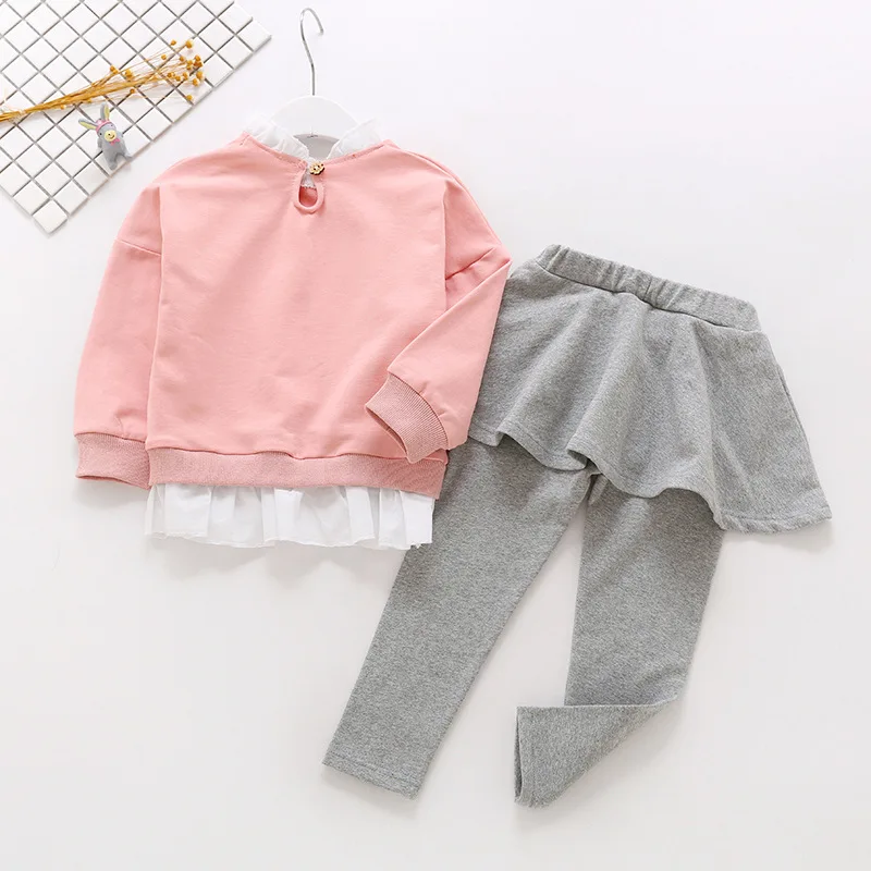 

Childrenswear Autumn Clothing 2019 Korean-style Girls Skirt Pants Suit Two-Piece Set Pure Cotton Wechat Business Hot Selling