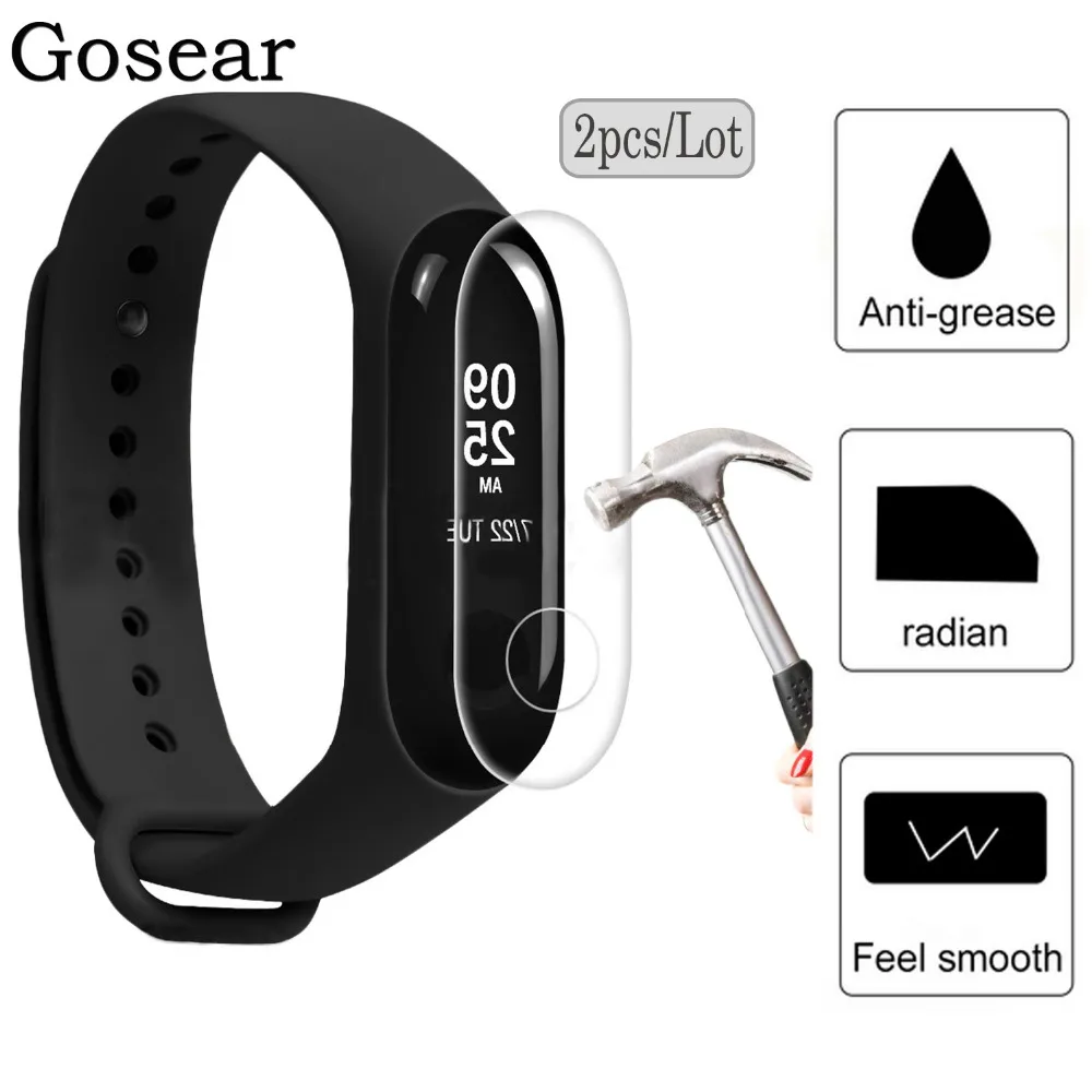 

Gosear 2pcs TPU HD Clear Full Screen Protector Film Cover Protector for Xiaomi Xiao Mi Band Mi3 MiBand 3 Band3 Accessories