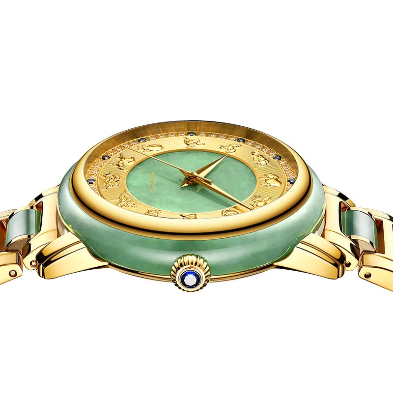 edge of jade jade table 12 zodiac set auger hollow-out the tourbillon jadeite jade mechanical watches for men and women
