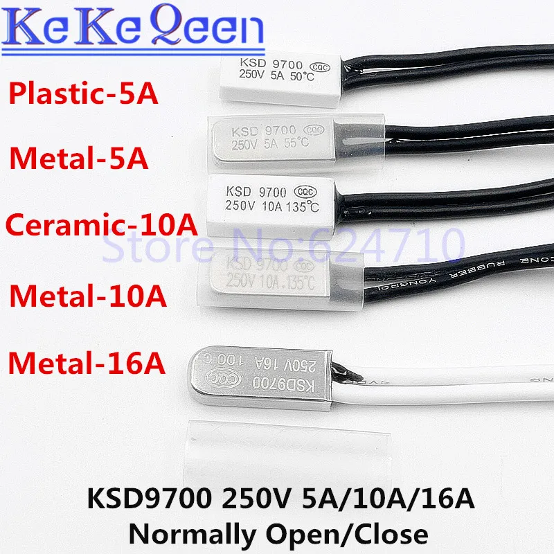 Переключатель температуры KSD9700 250 В 5 А 10 16 термоконтроль 40 45 50 55 60 65 70 75 80 85 90 95 100 105