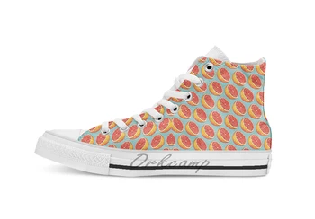 

Grapefruit Pattern Blue breathable Casual High Top lace-up Canvas shoes sneakers Drop shipping