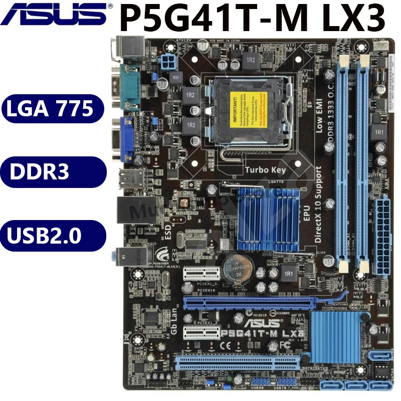 Asus P5G41TM LX3 Plus Desktop Motherboard G41 Socket LGA 775 DDR3 8G U