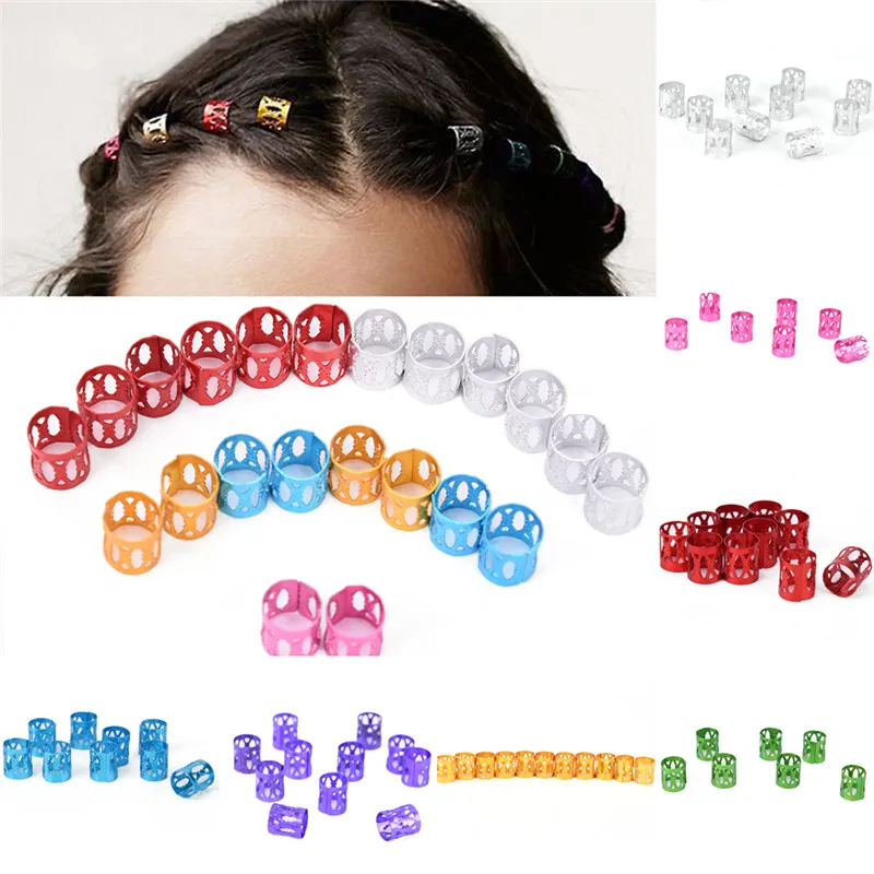 

Adjustable 10pcs/lot Gold 8mm Dreadlock Beads Hair Braid Rings Cuff Clips Tube Access Ring
