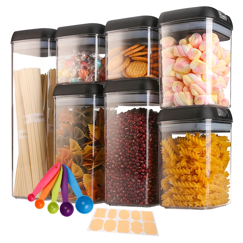 

500/800/1200/1900ML Food Storage Container Plastic Clear Kitchen Refrigerator Box Storage Tank Sealed Cans With Measuring Spoon