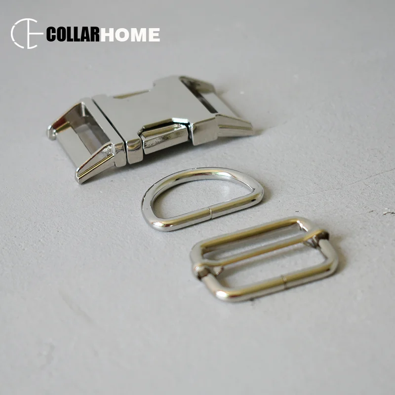 20 sets metal D ring snap clip hook belt buckle for DIY dog collar 30mm webbing sewing paracord handmade accessories adjuster hardware