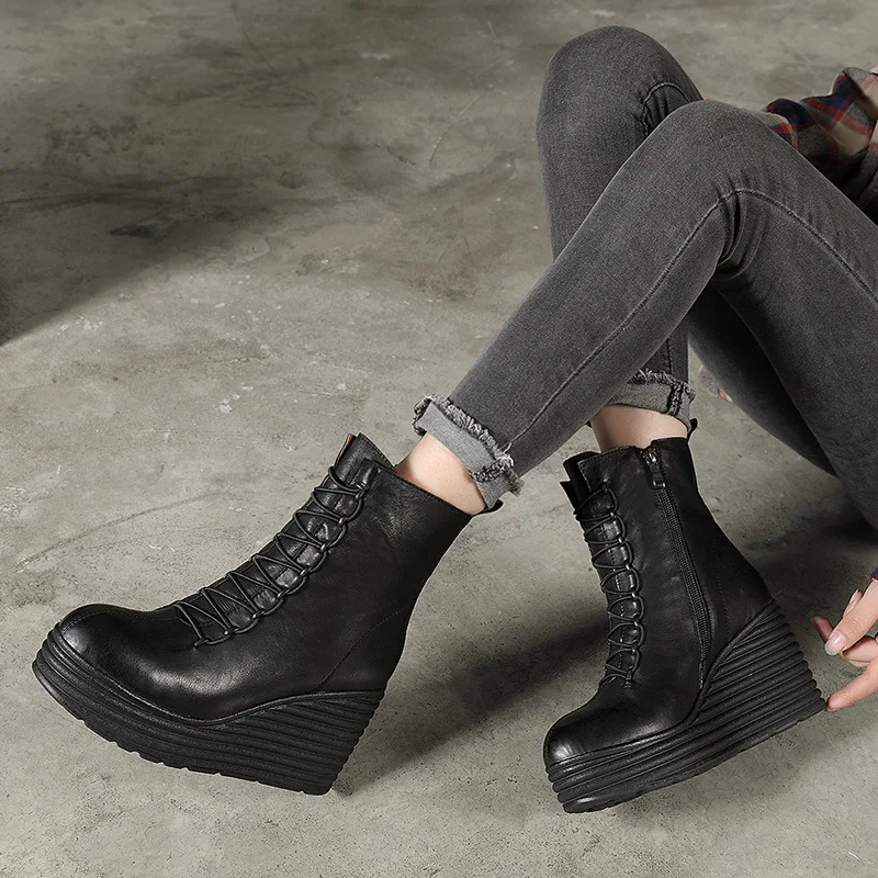 

PU Foaming Light Weight Thick Bottomed Tube WOMEN'S Boots Retro Ethnic Extra High Simple Autumn And Winter Warm Guangzhou WOMEN'