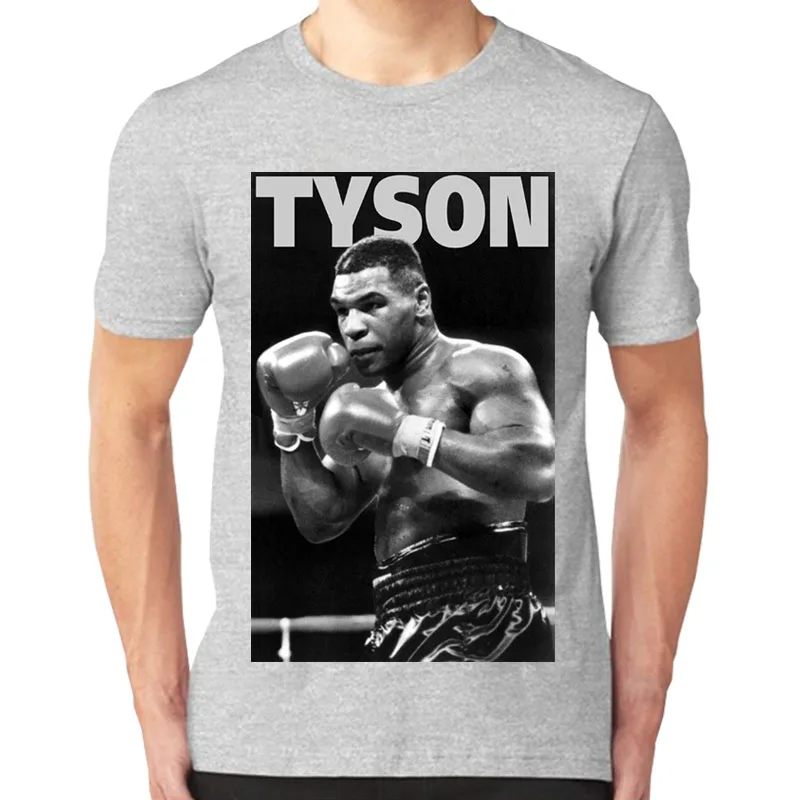 Мужская и женская футболка с коротким рукавом для бокса принтом Tyson размер S