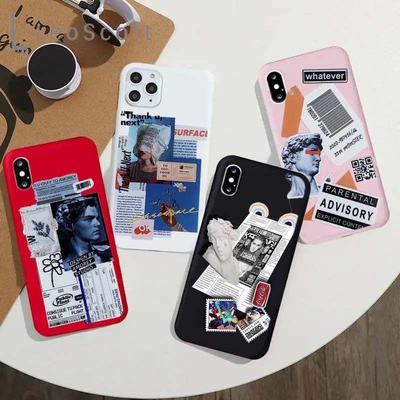 

Art statue mosaic pattern Phone Case Candy Color Phone Case for iPhone 11 12 mini pro XS MAX 8 7 6 6S Plus X 5S SE 2020 XR
