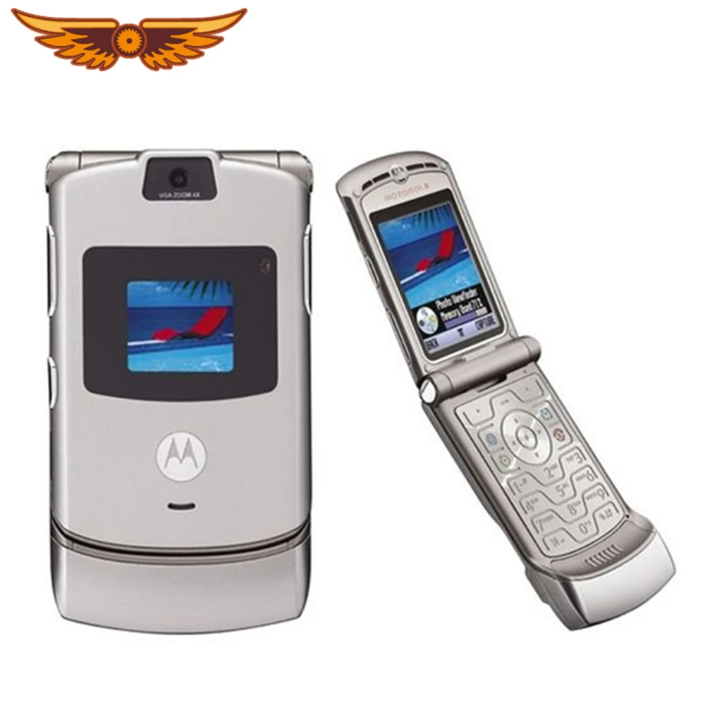 Motorola Razr-teléfono móvil desbloqueado V3, Original, GSM, Quad Band,  Flip, usado