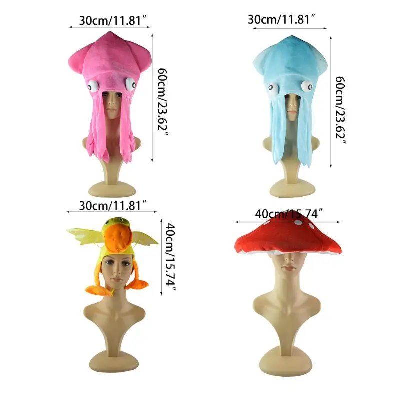KLV Cute Rainbow Squid Hat Funny Crazy Party Hats Sea Animal Octopus Mushroom Caps Headdress For Halloween Party