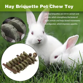 

Rabbit Bunny Chew Toy Hay Briquette Teeth Grinding Natural Apple Wooden Molar Branch For Chinchilla Rabbits Guinea Pigs Hamsters