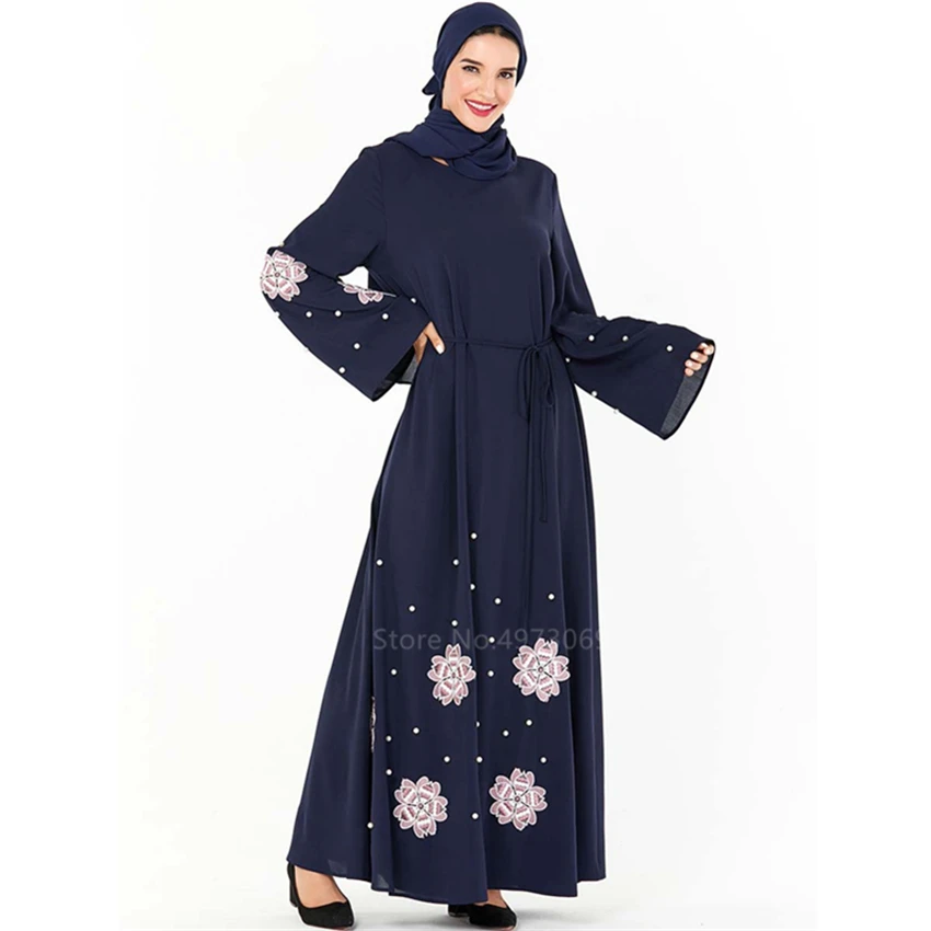 Элегантное мусульманское платье с вышивкой Abaya Vestidos кардиган кимоно свободный