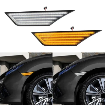 

2Pcs Switchback White & Amber LED Front Fender Side Marker Light Turn Signal Lamp Assembly for Honda Civic 10Th