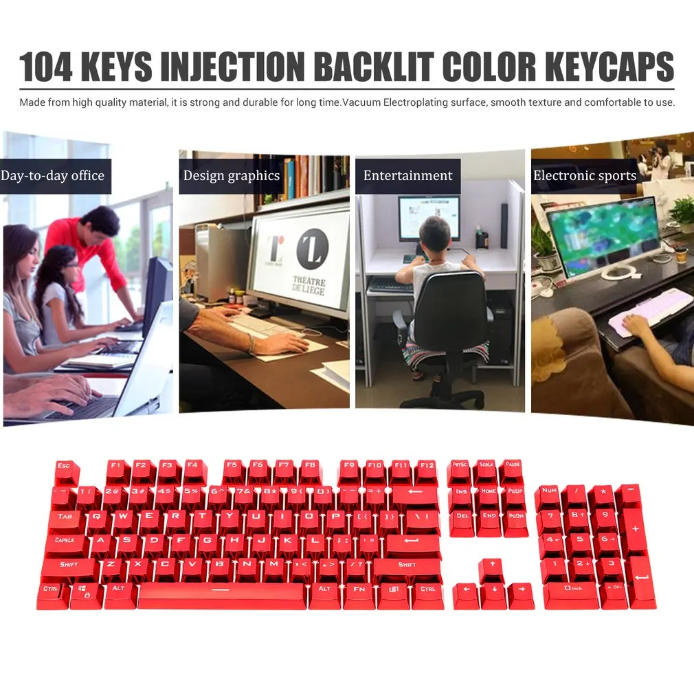  104 Keys PBT Double Shot Keycaps Injection Backlit Color Keycaps for all Mechanical Keyboards with 