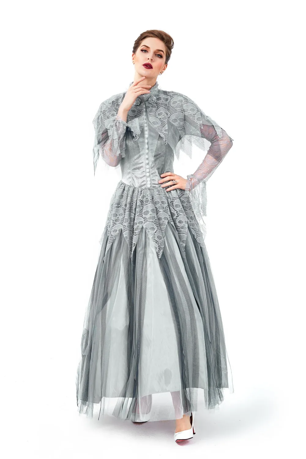 Британский Стиль Ретро Хэллоуин призрак платье принцессы костюм Взрослый Косплей платье Вечерние королева ночного клуба услуги Косплей