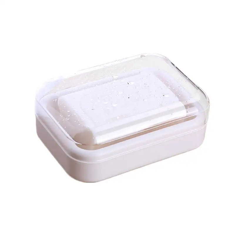 Beige White 1 шт., портативная мыльница с крышкой, пластиковый чехол для мыла, мыльница, мыльница для кухни, ванной комнаты - Цвет: Beige White
