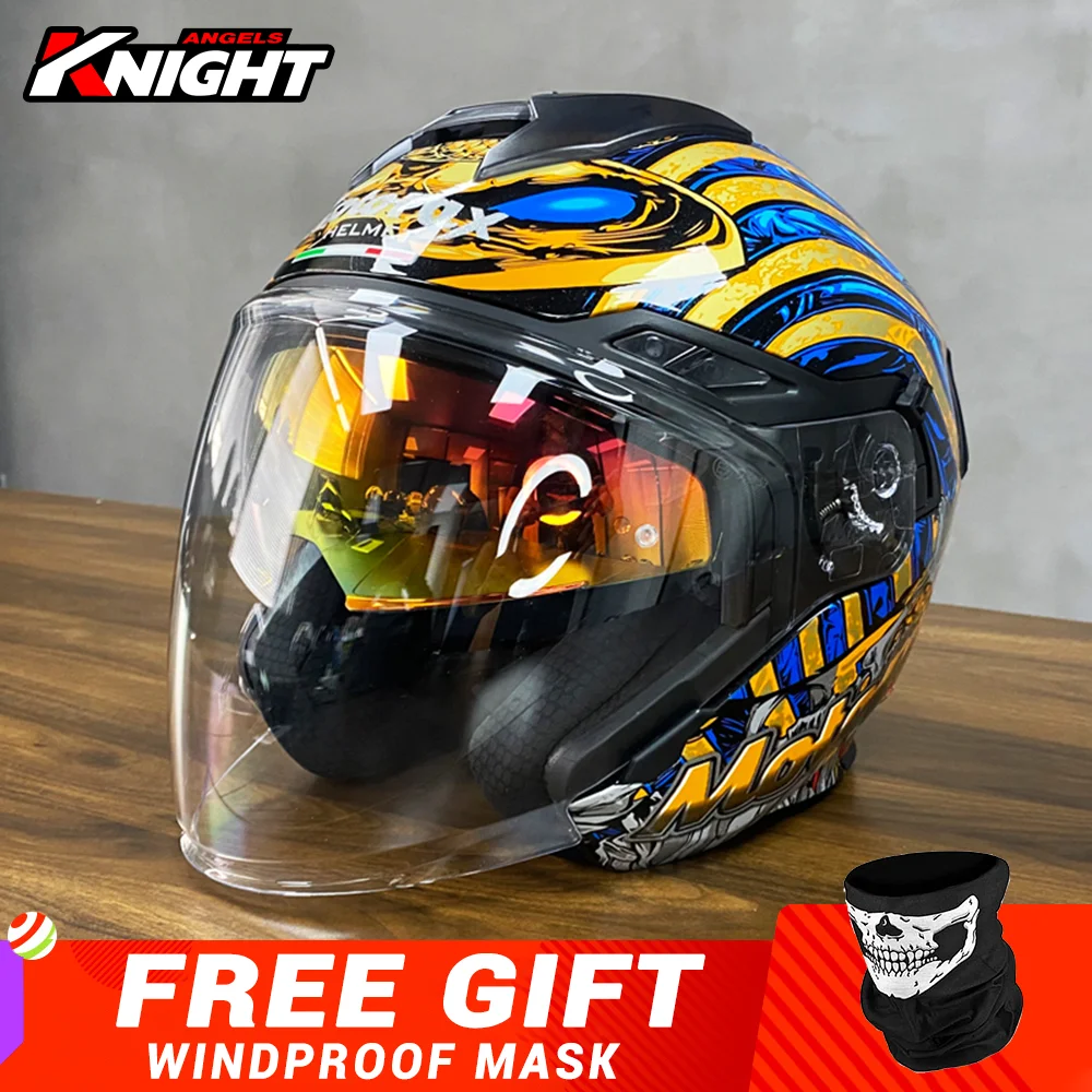 

Мотоциклетный шлем MOTORAX Casco, мотоциклетный шлем с открытым лицом и двойными линзами для мотокросса, для мужчин и женщин