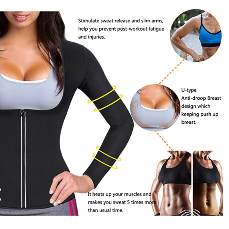 spanx bodysuit New Women Neoprene Weight Loss Top Hot Sweat Workout Long Sleeve T Shirt Body Shaper Sauna Suit Fat Burner Waist Trainer Corsets best shapewear