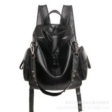 Женская сумка,, в европейском и американском стиле на весну и лето заклепки рюкзак из мягкой кожи мыть кожаные сумки для путешествий, сумка для студентов, B