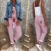 Women Flower Print Loose Jumpsuits Rompers V-neck Herem Pants Sport Slacks Suspenders Hip Pop Sport Slacks Lace up Full Length ► Photo 2/5