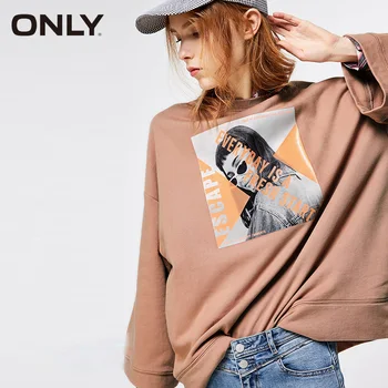 

ONLY Autumn Winter Loose Cuffs Pattern Print Drop-shoulder Pullover Hoodies Sweatshirt| 11919S591