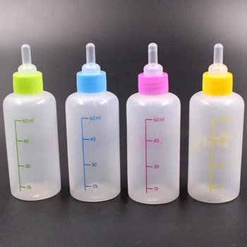 

60/150ml Pet Puppy Kitten Bottle Pets Nursery Bottle Feeding Kit with Cleaning Multi-nipple Soft Spout Brush Set Random Colornew