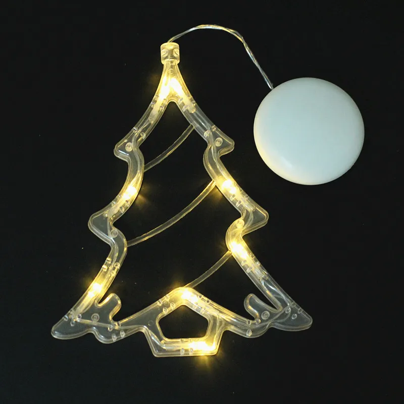 Светодиодный светильник на Рождество с питанием от батареи, Рождественская елка, снеговик, лось, люстра, для помещений и улицы, стеклянный светильник на присоске - Испускаемый цвет: Christmas tree