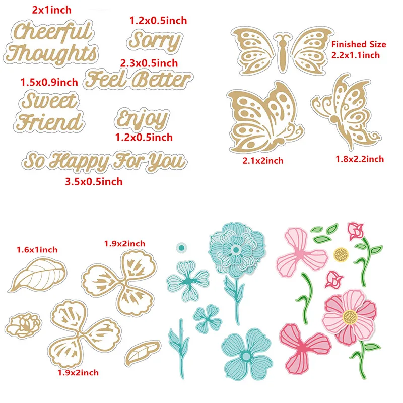 Butterfly Flower Word Hot Foil Plate Metal Cutting Dies Stencils For DIY Scrapbo
