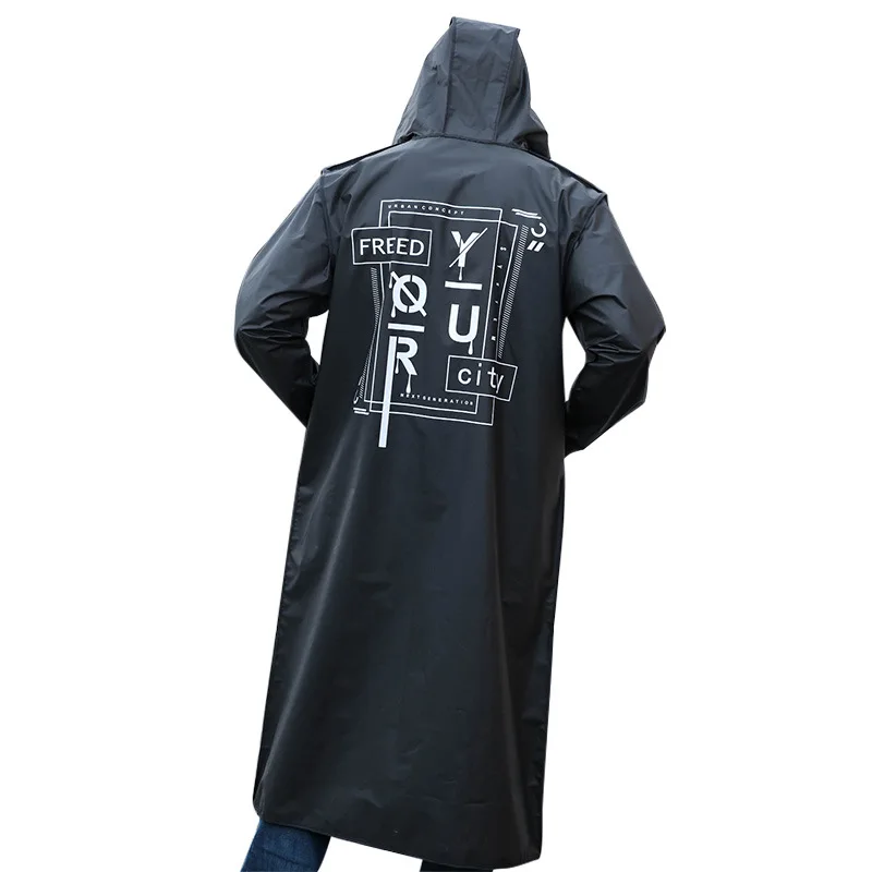 Модный длинный дождевик для взрослых мужчин и женщин EVA черный непромокаемый плащ пончо куртка с капюшоном водонепроницаемый многоразовый