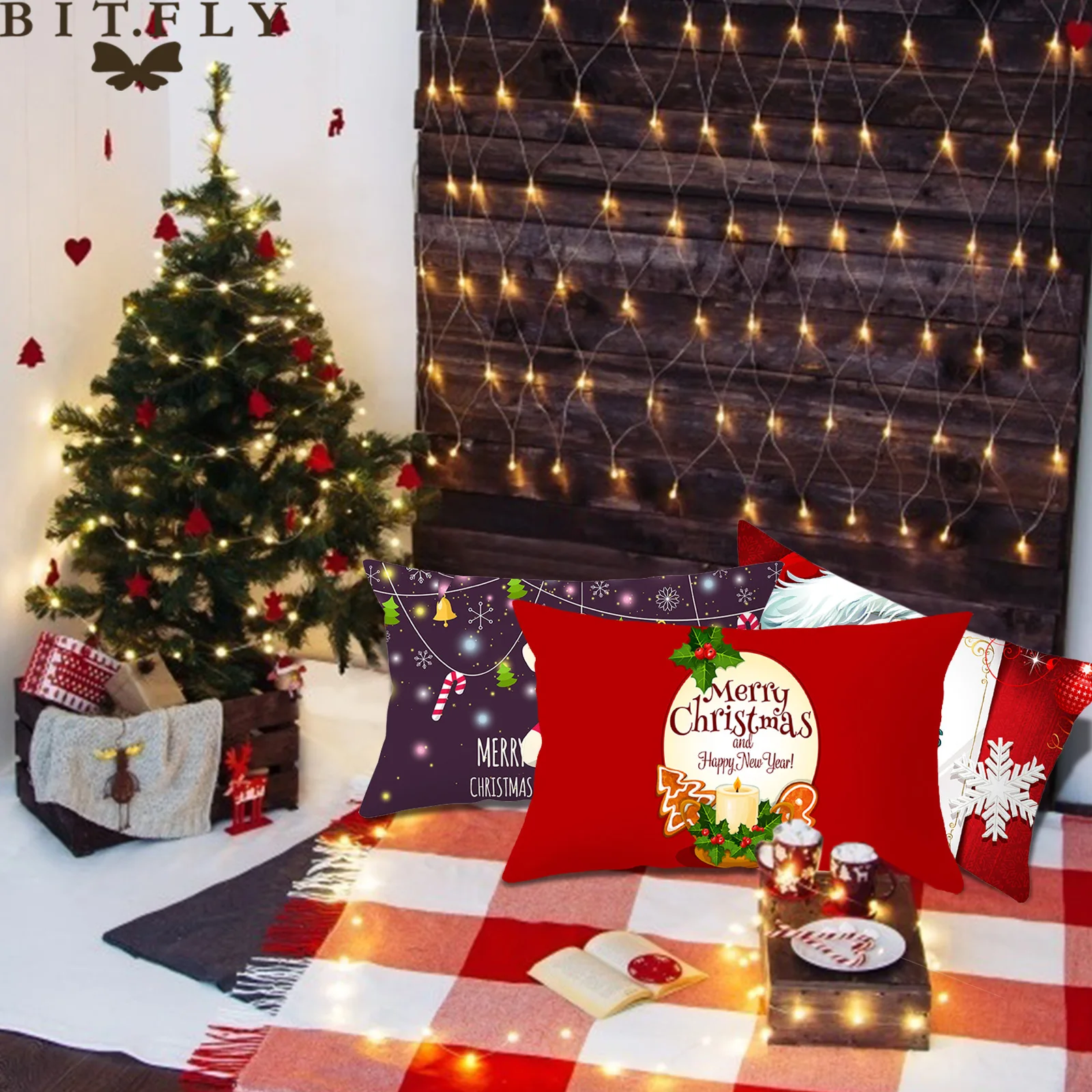 Merry рождественские деревянные декорации Рождественская елка Висячие подвесные украшения Чехлы для подушек коробка конфет эльф пакет для красного вина вечерние поставки