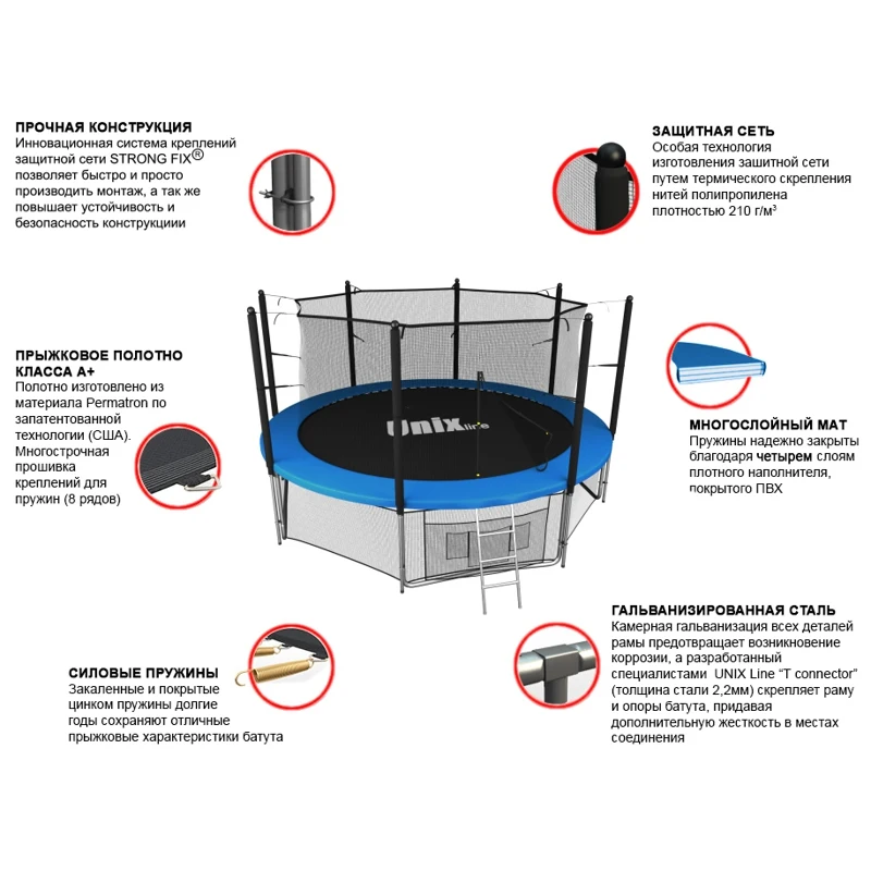 Батут UNIX line 10 ft inside(blue