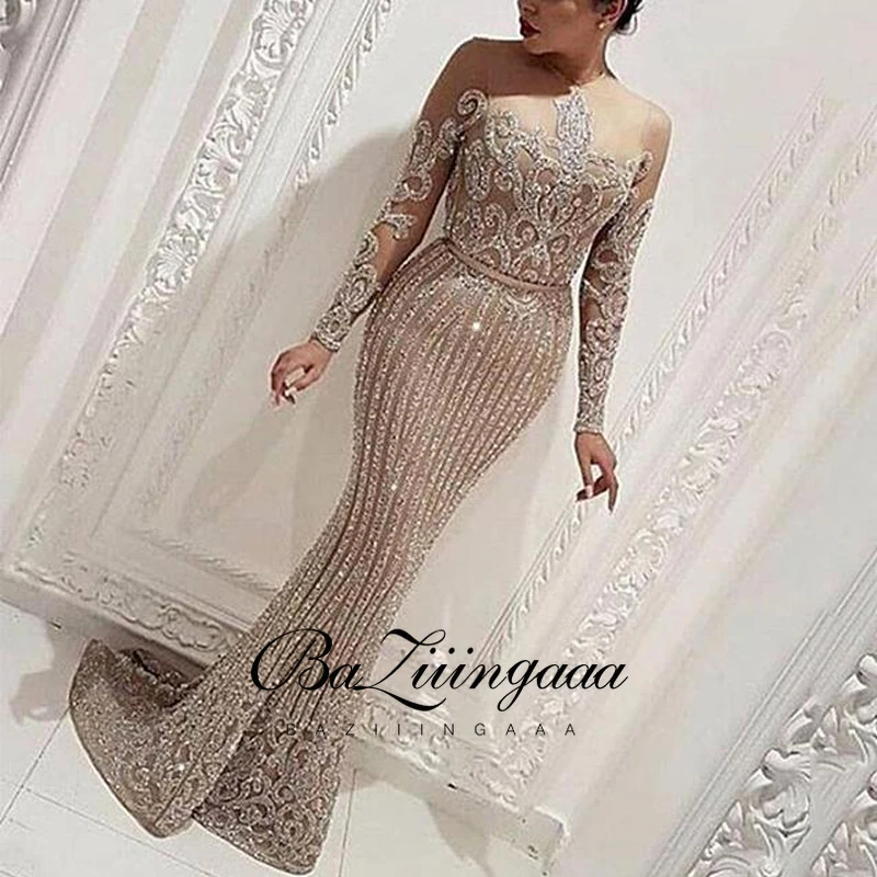 

BAZIIINGAAA New Elegant Woman Evening Gown Plus Size Slim Printed Long Evening Dress Suitable for Formal Parties