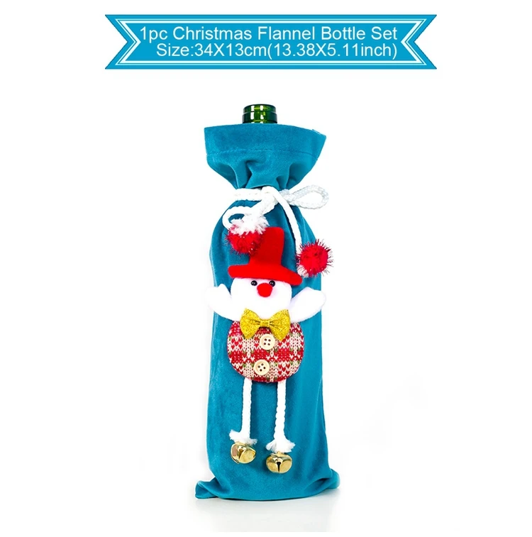 Рождественская Фланелевая пижама набор бутылок для рождественские украшения для дома Рождественские подарки Рождество Noel с утолщённой меховой опушкой, подарок на год - Цвет: Flannel Bottle 2