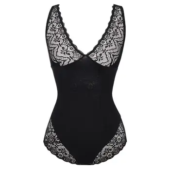

Sexy Lace Deep V Bodysuit Women Full Body Girdle Shapers Leotard Bodies Control Tummy Butt Lift Shaper