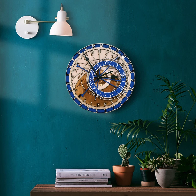 12 созвездий венецианские астрономические настенные часы креативные деревянные часы настенные часы для гостиной кварцевые часы украшение дома