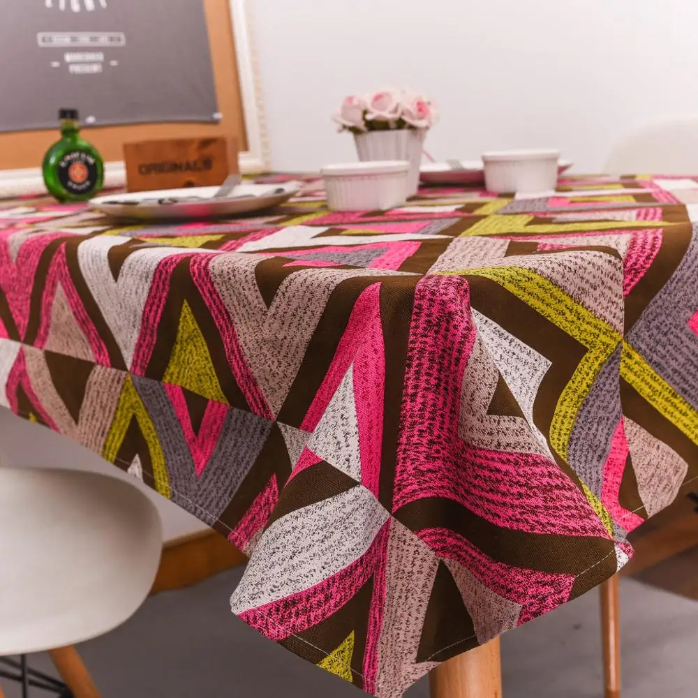 

CFen A's Christmas Geometric Patterns High Quality Dining Tablecloth Cotton Multi Sizes Home Kitchen Banquet Table Cover 1pc