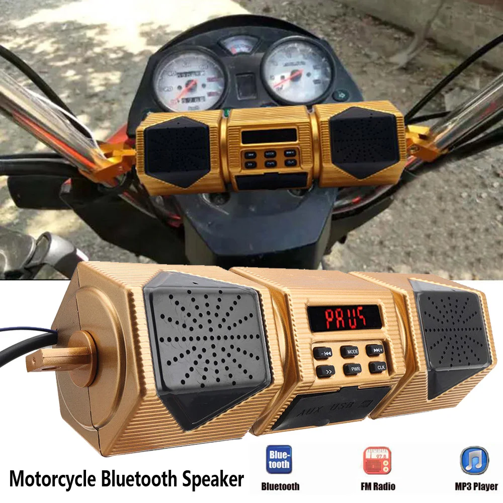 Водонепроницаемый Мотоцикл динамик Bluetooth аудио водостойкий мотоцикл стерео динамик мото fm-радио AUX USB TF MP3 плеер
