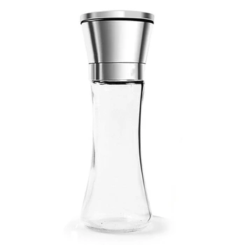 

Salt And Pepper Mill Shakers, Stainless Steel Manual Sea Salt Mills, Adjustable Ceramic Pepper Grinder With Glass Body