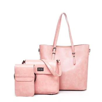 

Crossbody Bags for Women Bag Shoulder Leather 3 Pieces Set Solid Soft Handbag Tote Bag Bolsa